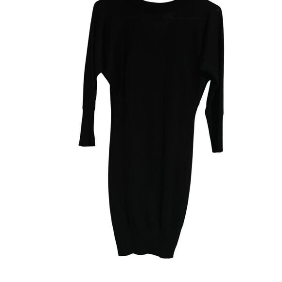 Pure Sugar Black V-neck Acrylic Wool Ribbed Trim Bodycon Sweater Dress Ladies XS - Picture 5 of 8